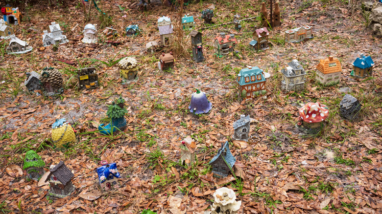 Interesting decorations on Fairy Trail in Cassadaga, Florida