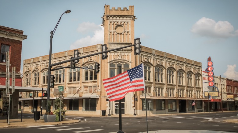 American flag, downtown Paris, Texas