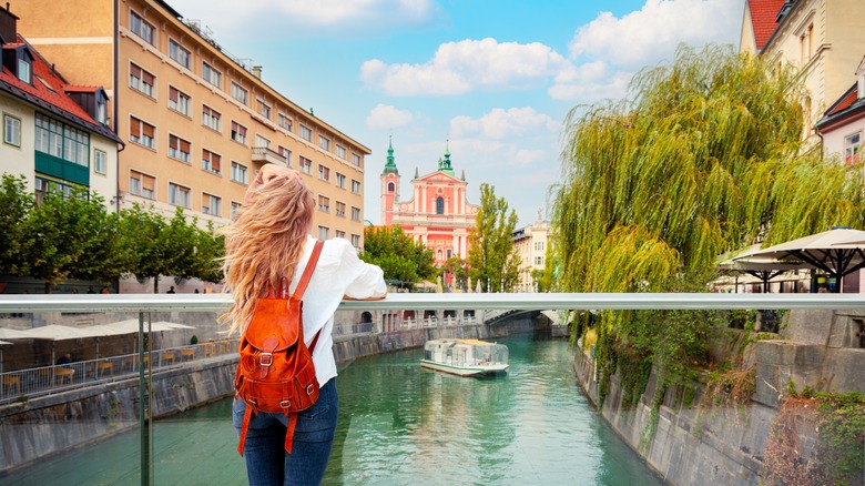 Woman in the center of Ljubljana