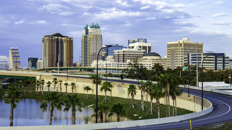 Highway leading away from the Orlando Skyline