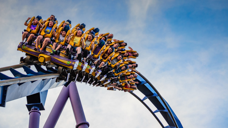 Riders on a rollercoaster