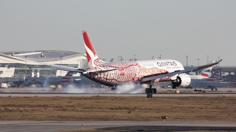 Qantas Dreamliner at DFW airport