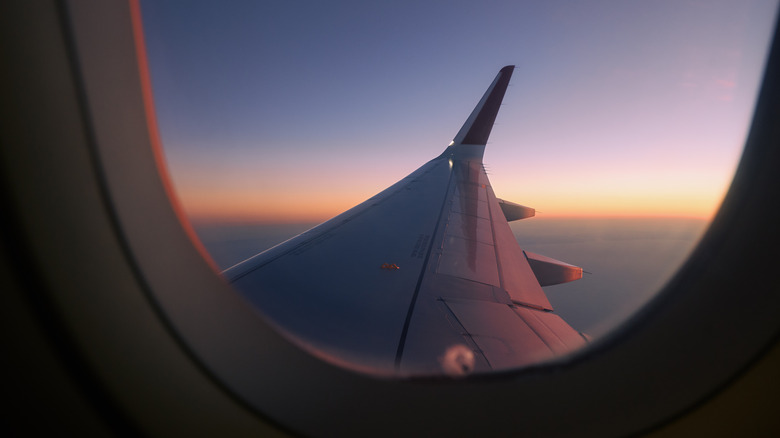 View through airplane window