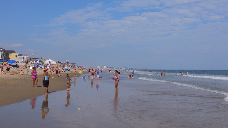 Beachgoers at Misquamicut State Beach