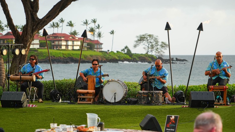 Musical performance at the Te Au Moana Luau on Maui