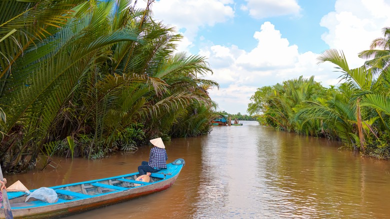 Vietnamese fisherman in Mekong