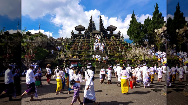 A crowd of people at Besakih Mother Temple in Bali