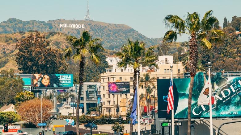 A crowded street in Los Angeles, California