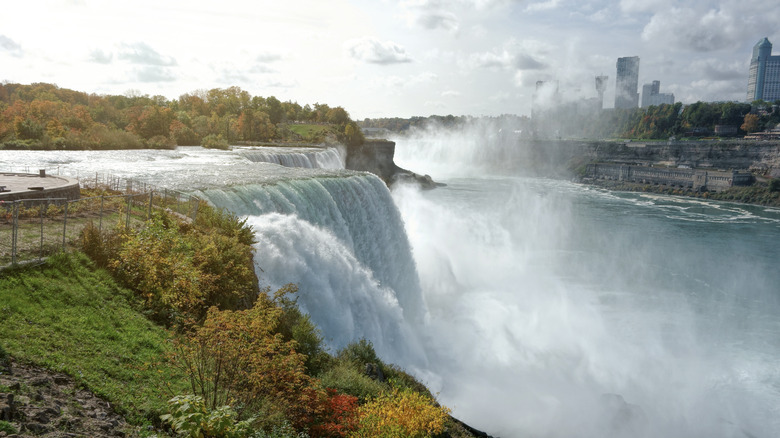 Niagara Falls with buildings in background