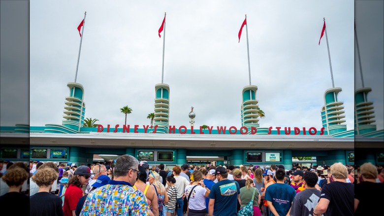 A crowd of people outside Disney Hollywood Studios