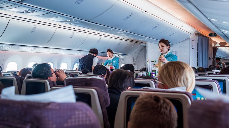 cabin crew drinks cart flight