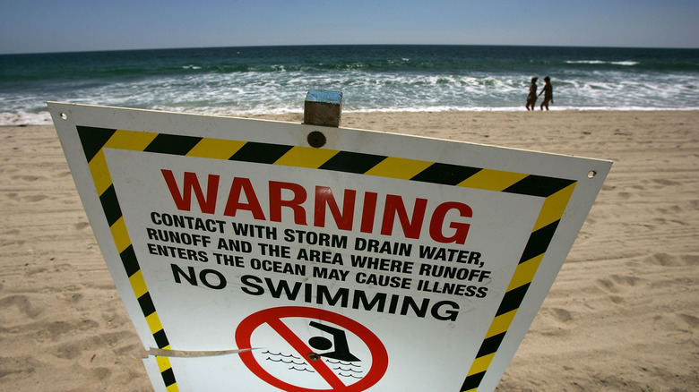 Warning sign on California beach