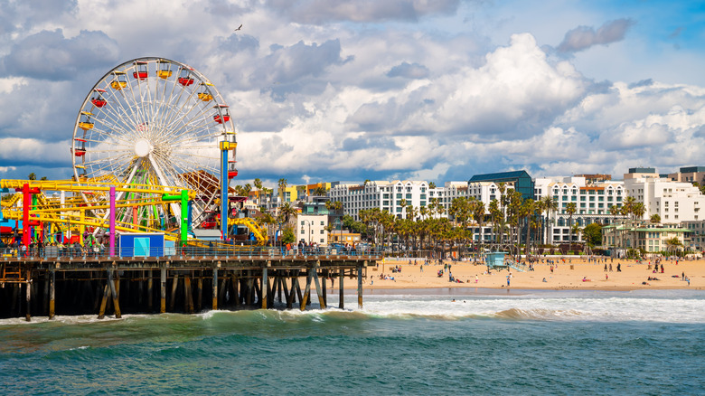 Amusement park rides on Santa Monica Pier