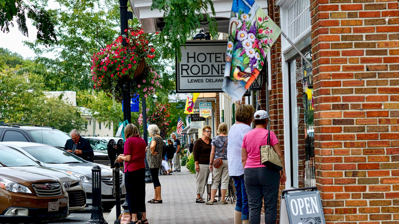 A popular shopping street in Lewes, Delaware