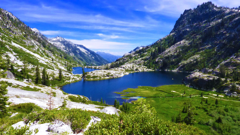 bright lake cliffs Trinity Alps Wilderness