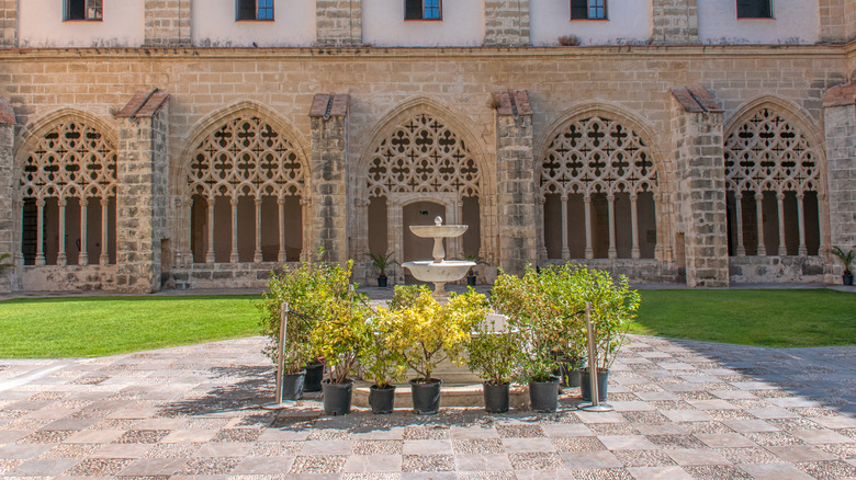 Stone courtyard of the Dominican Convent of Saint Domingo in Jerez de la Frontera, Spain