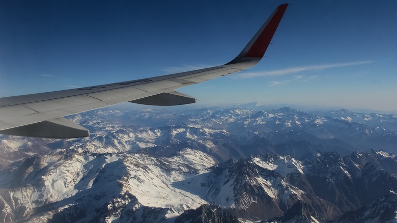 Aeroplane flying over the Andes