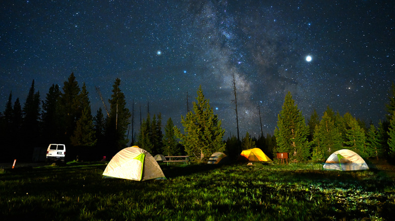 Tents under starry sky