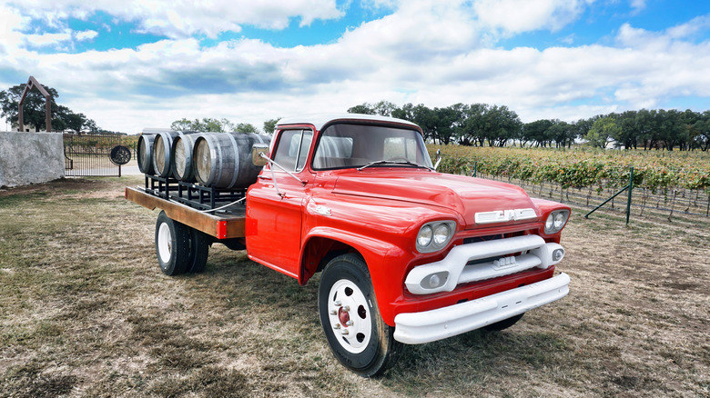 Old truck on a vineyard in Texas 