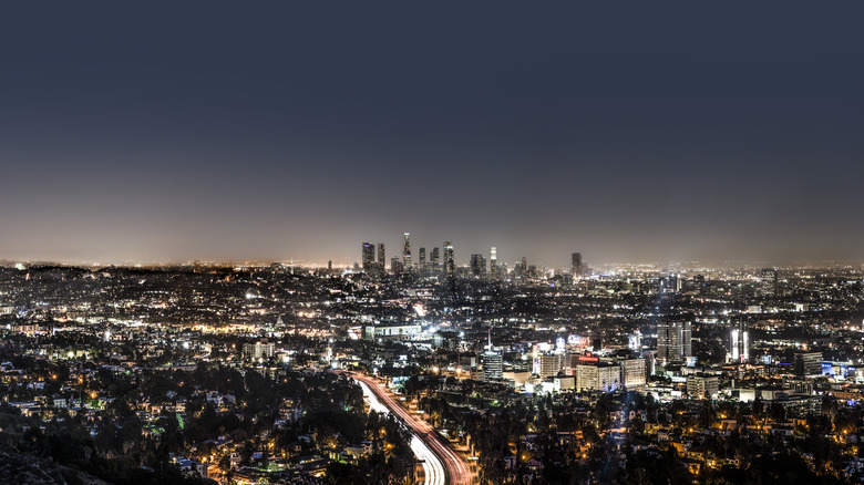 LA skyline at night