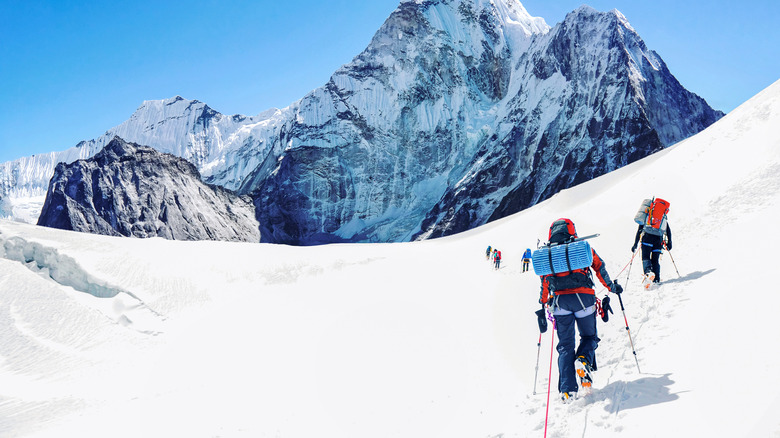 Climbers Mount Everest summit