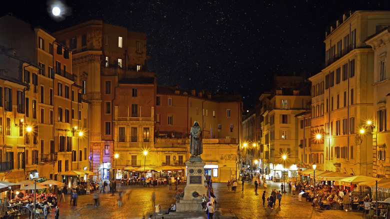 Roman square at night 