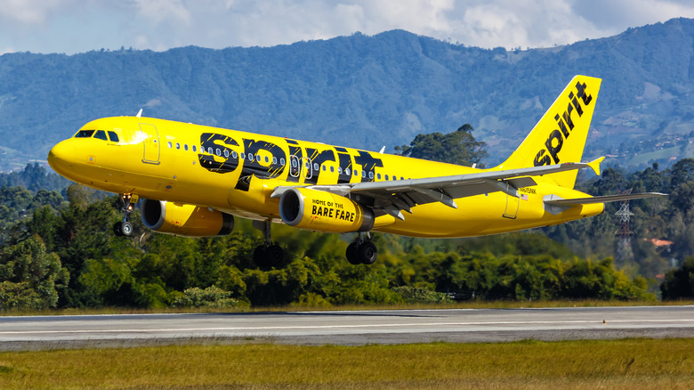 Yellow Spirit airplane taking off