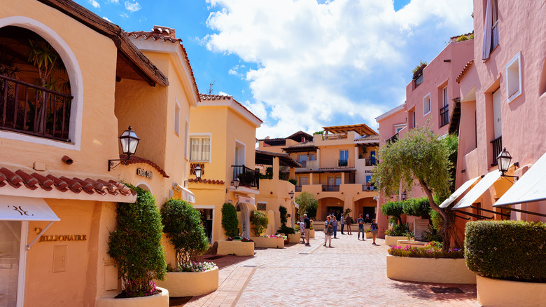 Open air piazza with shops