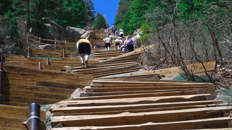 Hikers on Colorado's Manitou Incline