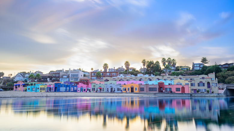 The pastel colored houses of Capitola from the water