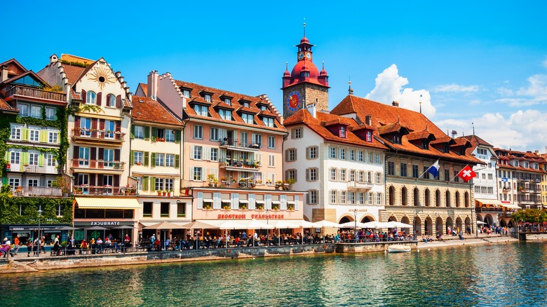 Waterside buildings in Luzern, Switzerland