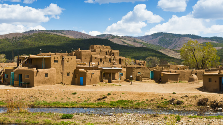 view of taos pueblo in the summer