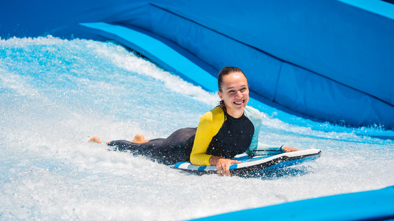 body surfing at a waterpark