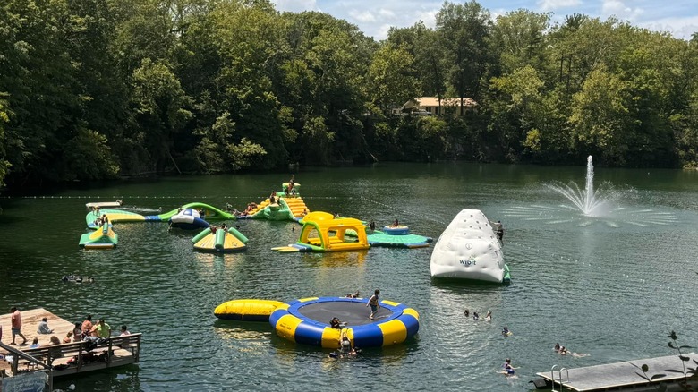 Families playing in Dream Lake