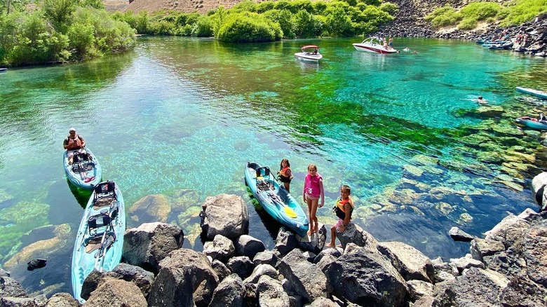 kayakers visiting Blue Heart Springs