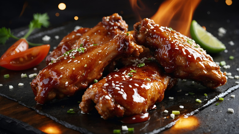 Barbecued chicken wings