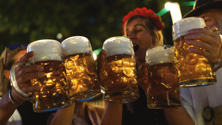 Beer drinkers at an Oktoberfest