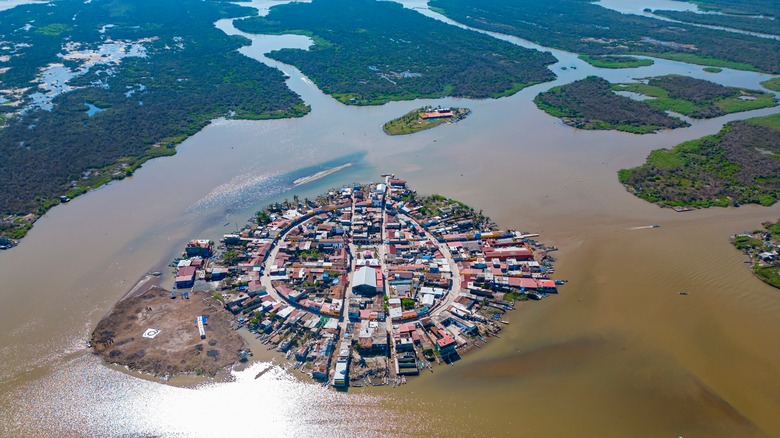 Birds eye view of Mexcaltitán Island