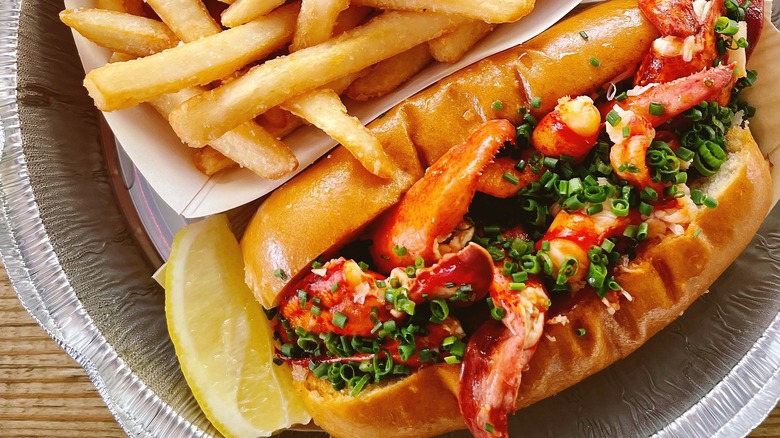 Lobster roll and fries