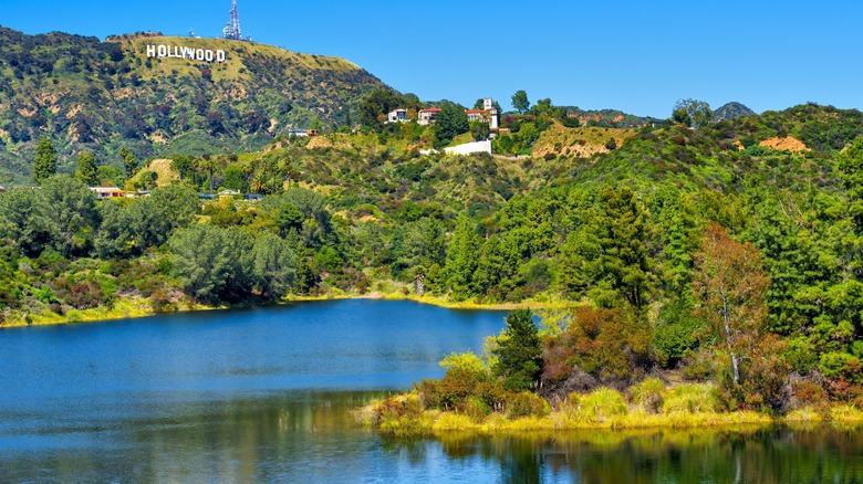 Hollywood sign from Lake Hollywood