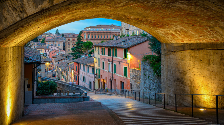 Perugia seen through an arch