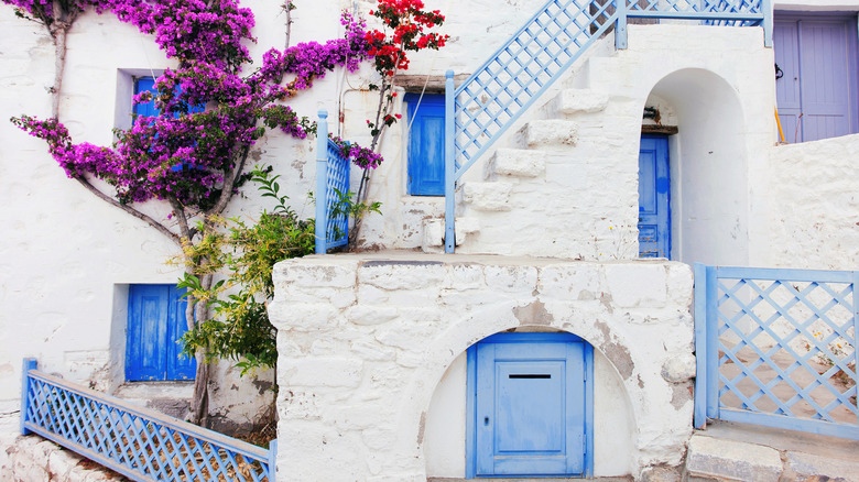 Traditional blue and white Greek houses in Astypalaia