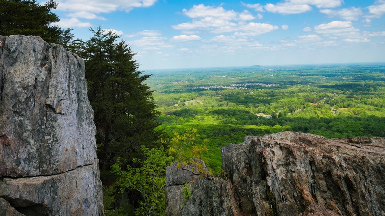 View of Gaston County, North Carolina, from Crowders Mountain summit on a clear summer day