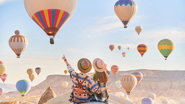 hot air balloons over Cappadocia