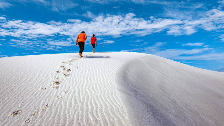 hiking at White Sands in New Mexico