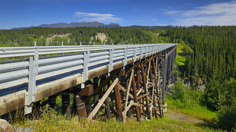 Kuskulana Bridge blue sky