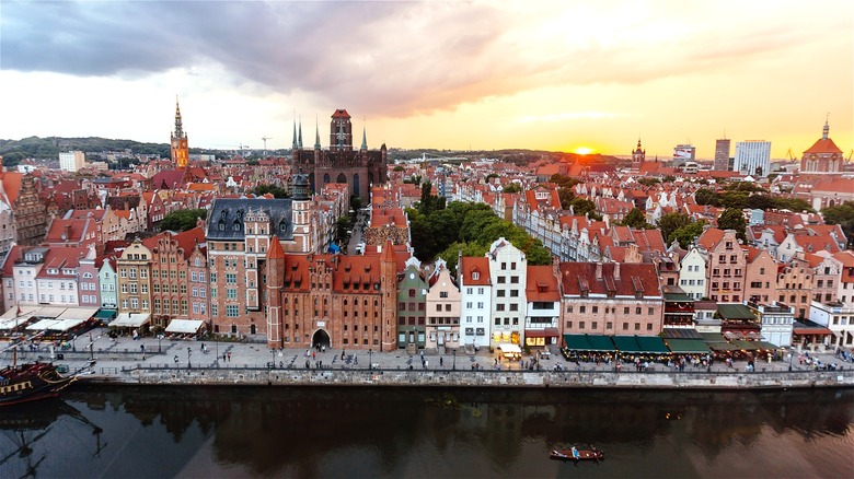 aerial view of gdansk skyline 