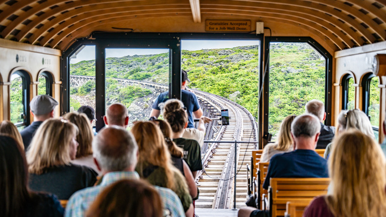 Passengers aboard a New Hampshire train