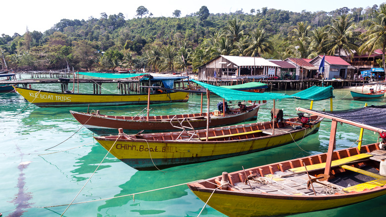 long boats on Koh Rong island