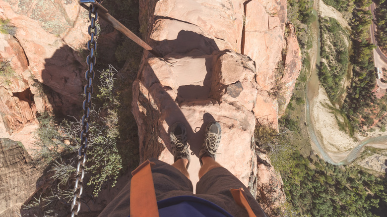 standing on the trail to Angels Landing